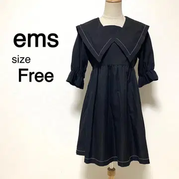 ems 블랙 컬러 세일러 원피스