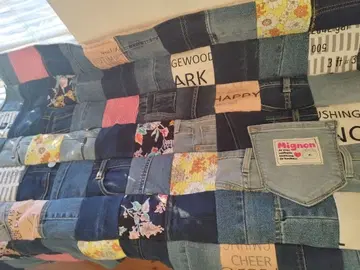No.1317 핸드메이드 담요 데님 리메이크 패치워크