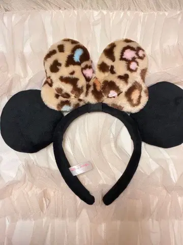 디즈니 머리띠 레오파드 무늬 리본