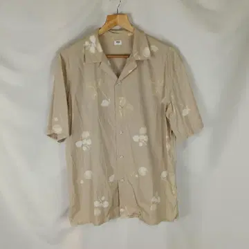 UNIQLO 반팔 셔츠 하와이안 셔츠 M 베이지 보타니컬 B4188