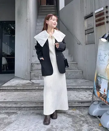 BIG 카라 니트 원피스 mystic