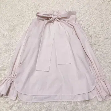 UNITED ARROWS 도트 도비 블라우스 핑크 보타이