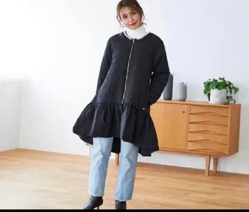 Myu 펄 퀼팅 노카라 코트