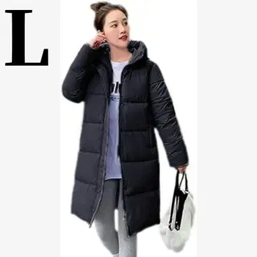 [ 하자품 ] 롱 코트 여성용 아우터 벤치 코트 후드 블랙 경량