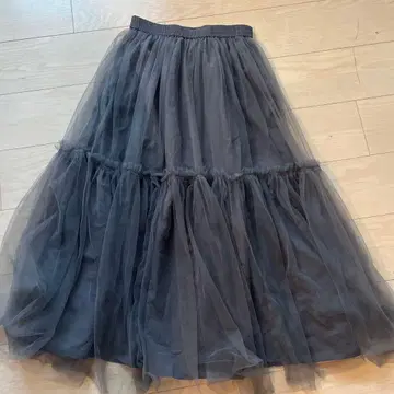 그레이 튤 플레어 스커트 리버서블