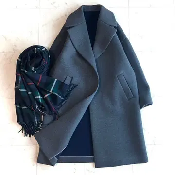 에부르 본딩 코트 롱 코트 바이컬러