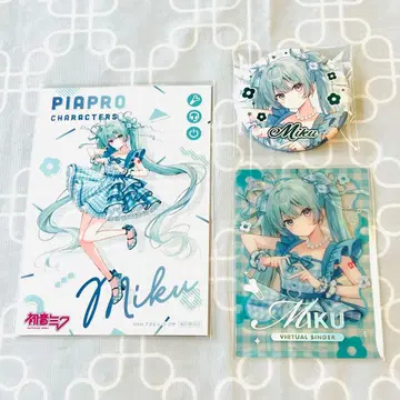 플라워 레트로 룩 하츠네 미쿠 캔뱃지 클리어 카드 특전 브로마이드