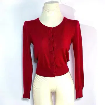 chereaux 울 혼방 니트 가디건 레드 [ 38/M ] 싸개 버튼
