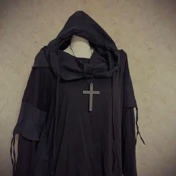 헤이세이 갸루 00s 블랙 후드 부착 오버 사이즈 후드티 Y2K 펑크