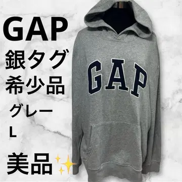 GAP 은색 택 빅 로고 후드티 L 그레이 빈티지 구제 의류 올드 GAP