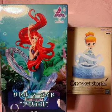리틀 머메이드 아리엘 & Qposket 신데렐라 피규어 세트