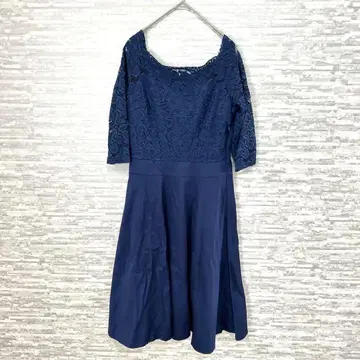 결혼식 2차 모임 네이비 레이스 절개 원피스 S 포멀 무릎 기장