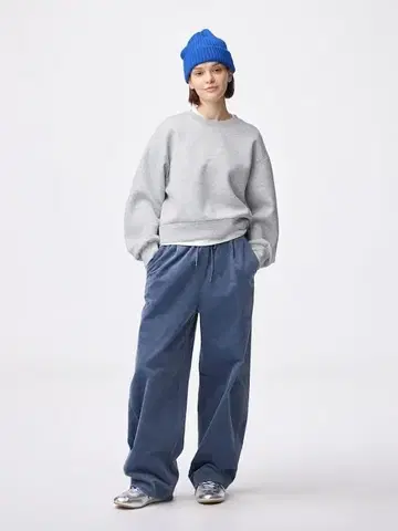 GU 코듀로이 배럴 레그 이지 팬츠 XL 블루