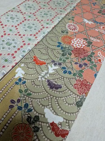 No.1752 순수 실크 츠무기 반폭 오비 헤코 오비 핸드메이드