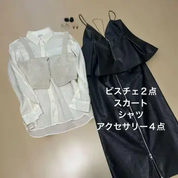 뷔스티에 가죽 느낌 셋업 지나시스 목걸이 귀걸이 묶음 판매