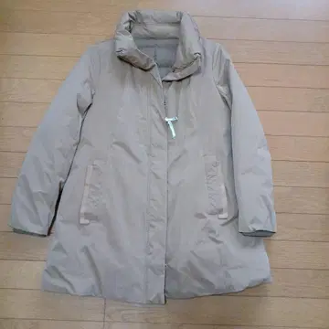 베이지 다운 롱 코트 퀼팅