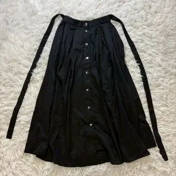 코코딜 코튼 혼방 롱 스커트 리본 포함 S