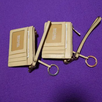 MICHAEL KORS 카드 지갑 베이지 가죽 2점 세트