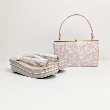 일본 의류 조리 백 세트 자카드 핑크 베이지 프리 사이즈 u83-3