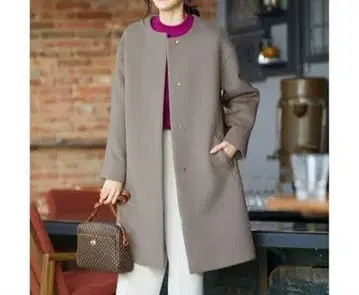 애니팜 울 블렌드 노카라 코트 시착만 한 상품