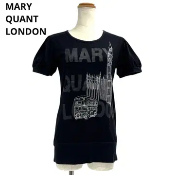 새상품급 MARY QUANT LONDON 자수 로고 T셔츠 M 블랙