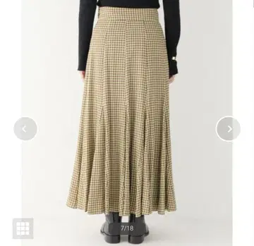 저널 스탠다드 깅엄 체크 플레어 스커트