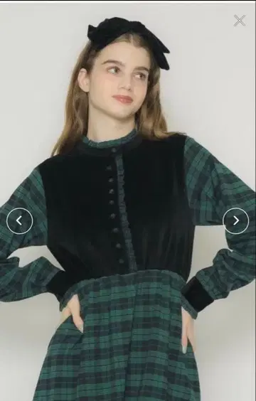 클래식 체크 벨루어 원피스/idem