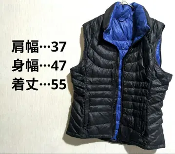 다운 베스트 블랙/파랑 퀼팅