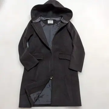 새상품급 [이에나] 2way 울 코트 34 다크 브라운 지퍼 작은 사이즈