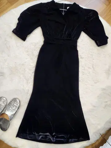 아일라 롱 원피스 드레스 블랙 포멀 벨로아 벨벳 가을/겨울