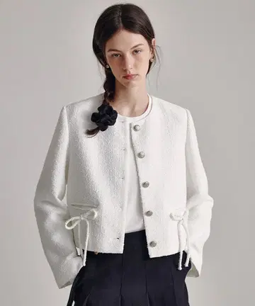 라운드넥 리본 포켓 트위드 자켓 [ Fano Studios ]