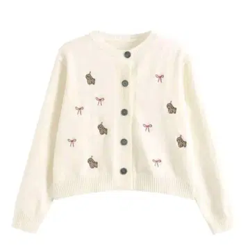 아이보리 자수 가디건