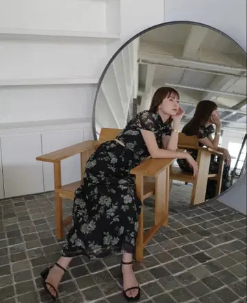 CLANE SHEER FLOWER MINI PUFF ONEPIECE