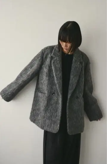 스타일 믹서기 샤기 테일러드 자켓 그레이