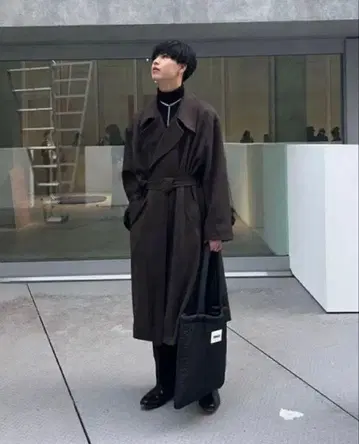 SINSS 와이드 롱 트렌치 코트 블랙 / L 사이즈