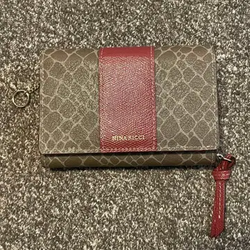 NINA RICCI 천연 가죽 접이식 지갑 보르도 지라프 패턴