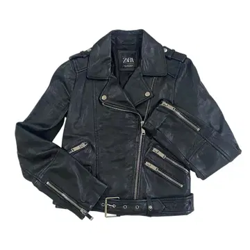 ZARA 자라 양가죽 천연 가죽 리얼 가죽 더블 라이더 자켓 블랙