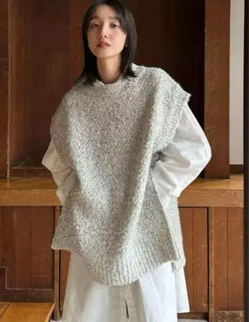 CLANE 사이드 집 트위드 니트 베스트