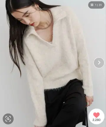 DFFUR 모헤어라이크 카라 부착 키넥 니트탑