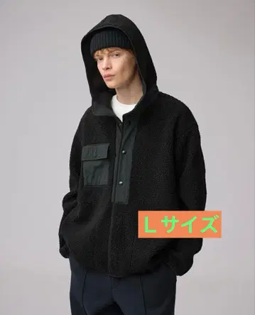 GU 보아 플리스 스냅 후드티 블랙