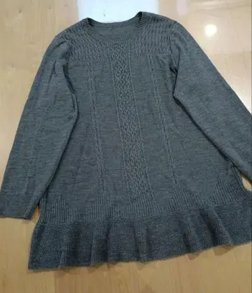 레리안 니트 튜닉 빅 사이즈 13호 프릴 그레이