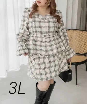 CLETTE 오리지널 트위드 페플럼 블라우스 3L