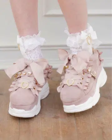 비주얼 벨트 통굽 스니커즈 핑크 L