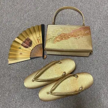 골드 컬러 골드 조리 백 부채 고급 일본 의류 포멀 세트