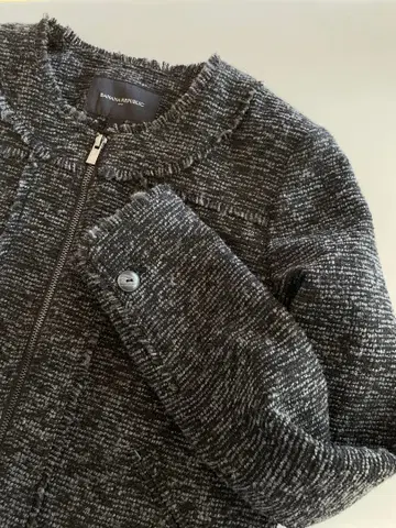 바나나리퍼블릭 트위드 노카라 자켓 블랙 계열 포멀 졸업 입학