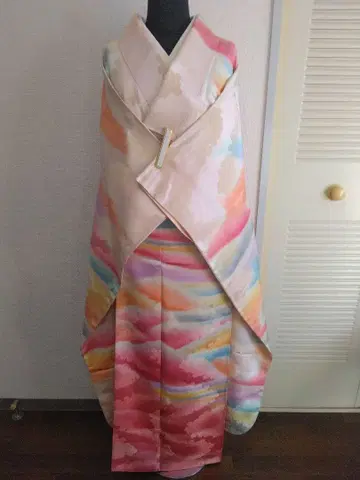 수채화풍 후리소데 기모노 다색