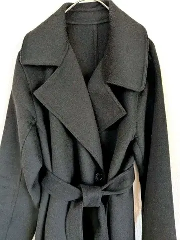 블랙 롱 코트 벨트 포함 M 사이즈