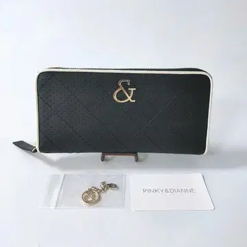 B 미사용품 핑키앤다이안 장지갑 가죽 펀칭 대용량