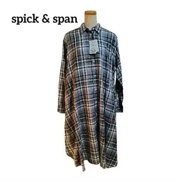 새상품 spick & span 셔츠 원피스 그레이 롱 프리 체크