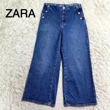 ZARA 골드 버튼 와이드 데님